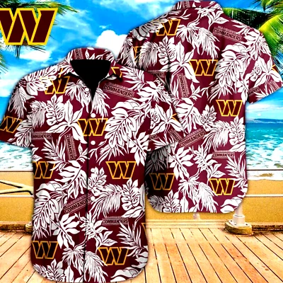 Washington Commanders Hawaiian Shirt Football Tropical Pattern Aloha Shirt Men - Image 1 of 2