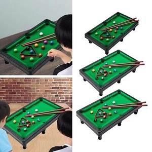 Portable Mini Table Pool Toy Game Set Miniature Educational with Cues Snooker - Picture 1 of 22