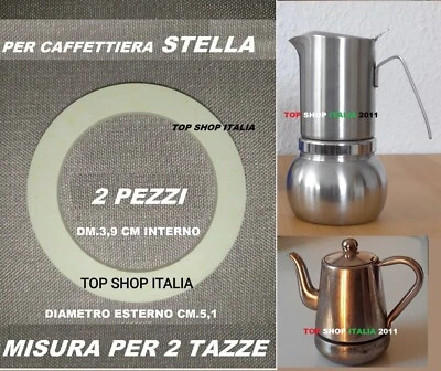 2 PEZZI GUARNIZIONE 2 TAZZE PER CAFFETTIERA STELLA GUARNIZIONI INTROVABILE