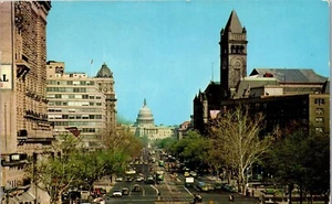 Postal vintage Street Scene View Pennsylvania Ave Washington DC Capitol 1959 - Imagen 1 de 3