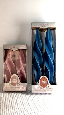 2 juegos de velas D'Adant Lumieres hechas a mano 100 % cera de abejas natural azul y malva Foto 1 de 4
