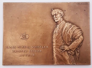 RARA MEDALLA DE BRONCE V D BRENNER VDB 1905 JAMES MCNEILL WHISTLER 2 1/2” X 3 1/2” - Imagen 1 de 14