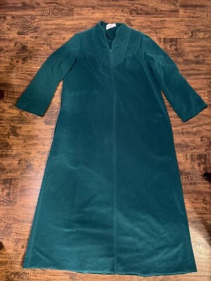De Colección Vanity Fair Bata Abrigo Vestido Media Cremallera Terciopelo Verde Retro Talla:14 Foto 1 de 4