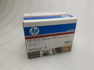 NEW Box of 5 Sealed Genuine HP 800GB LTO-3 Ultrium RW Data Cartridges C7973A - Picture 1 of 7
