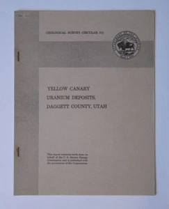 Yellow Canary Uranium Deposits Daggett County Utah 1953 Geological Survey 312 UT - Picture 1 of 1