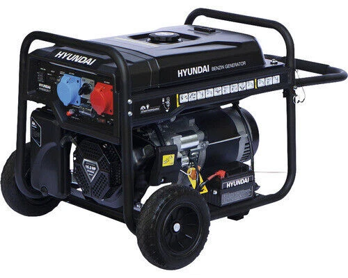 HYUNDAI 7.7 kW (230V) / 10.6 KVA (400V) Benzin Generator (HY8500LEK-T) - Schwarz