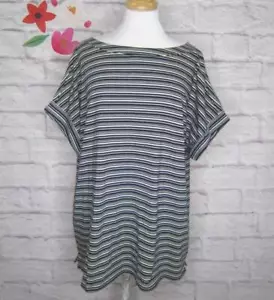 Talbots Women's Size 3X Navy Blue & White Striped Cap Sleeve Tee Top New! - Picture 1 of 8