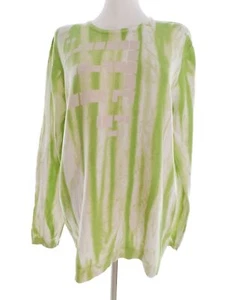 Monton Paris Size XXL Green Tunic Blouse Cotton 100% Long Sleeve Stripes - Picture 1 of 5