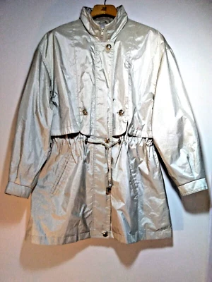 FLEET STREET Zip Anorak Windbreaker Jacket sz Large Gold Metallic Shimmer Beige - Image 1 of 4