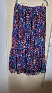 Krazy Kat Maxi Skirt Floral Bohemian Womens Large Purple Bottom Semi Sheer  - Picture 1 of 9