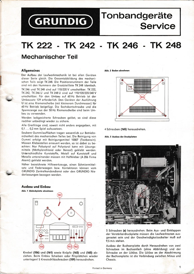 Manual de servicio Grundig TK 248/TK 242/TK 246/TK 222  - Imagen 1 de 1