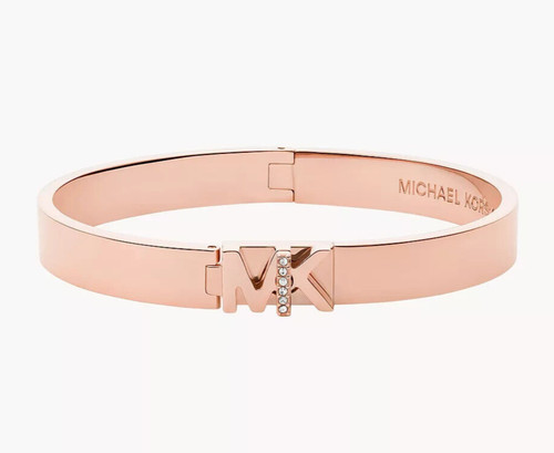 BRACCIALE MICHAEL KORS ROSA LUCIDA CERNIERA TONO ORO SERRATURA A SCATTO MKJ7699