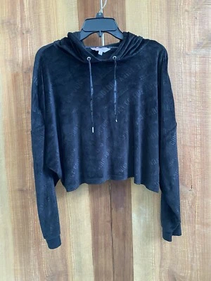 Juicy Couture Sudadera con Capucha para Mujer XL Recortada Terciopelo Prendas para Dormir Logo Y2K Negra Top Camisa Foto 1 de 4