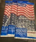 Tablecloth Plastic 54" X 108" Patriotic Red White Blue Table Cover  Lot Of 3