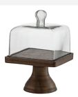 J.C. and Rollie Cloche Pedestal Food Cover Wood And Hand-blown Glass 7.3x5.8x5.8