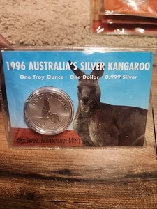 Australien: 1996 1oz .999 Silbermünze Fair 1 $ Känguru. Nur 2500 ausgegeben - Bild 1 von 5