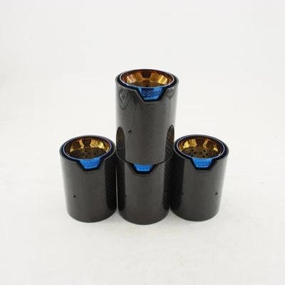 4PCS 2015-2019 BMW F80 M3 F82 M4 70MM Carbon Fiber Stainless Steel Tip Blue US - Image 1 of 4