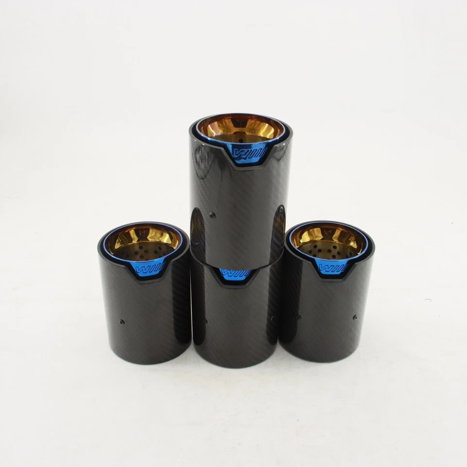 4PCS 2015-2019 BMW F80 M3 F82 M4 70MM Carbon Fiber Stainless Steel Tip Blue US Foto 1 de 4