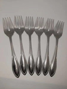 6 DINNER FORKS ONEIDA AMERICAN ARBOR HARMONY BEADED STAINLESS STEEL FLATWARE - Picture 1 of 7