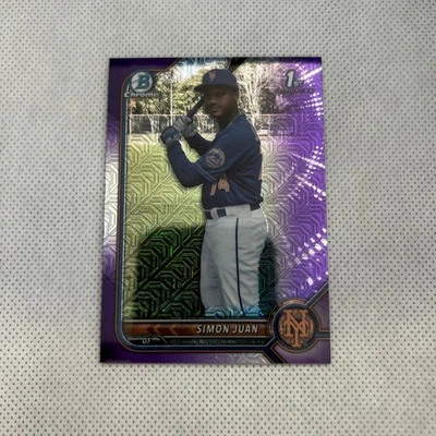 SIMON JUAN 2022 Bowman Chrome Purple Mojo Refractor #062/250 Mets A9 - Image 1 of 3