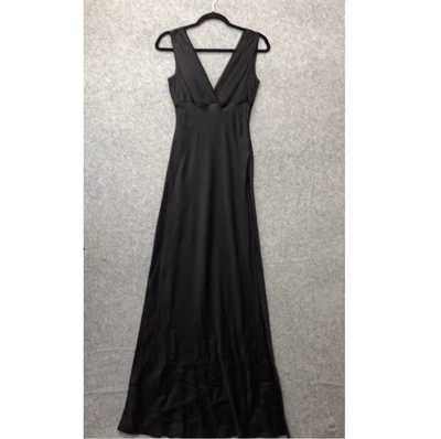 Silk Slip Maxi Dress XS 2 Black Satin Empire Waist Formal Gown ELIE TAHARI $485 - Image 1 of 4