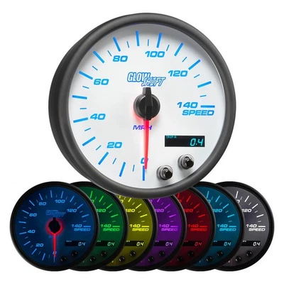 95mm White 7 Color 3 3/4 In Dash Speedometer Gauge w Digital Display - Image 1 of 4