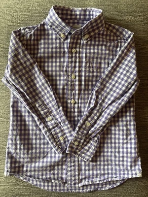Camisa Crewcuts J Crew con botones para niños 4/5 púrpura/blanco a cuadros manga larga Foto 1 de 4