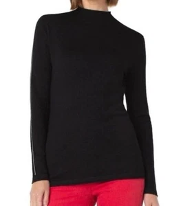 Liverpool Los Angeles Black Rolled Hem Long Sleeve Mock Neck Sweater  XSP NWD - Picture 1 of 9