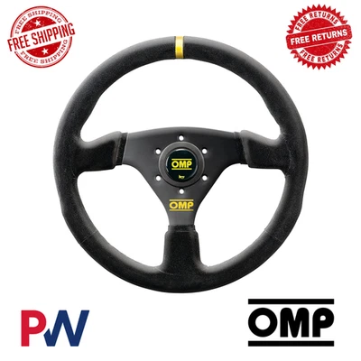 Volante plano OMP Racing Targa gamuza cuero con 3 radios anodizados negros Foto 1 de 2