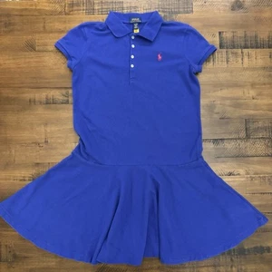 Polo Ralph Lauren Girls Blue Short Sleeve Ruffle Dress Size XL (16) - EUC - Picture 1 of 4
