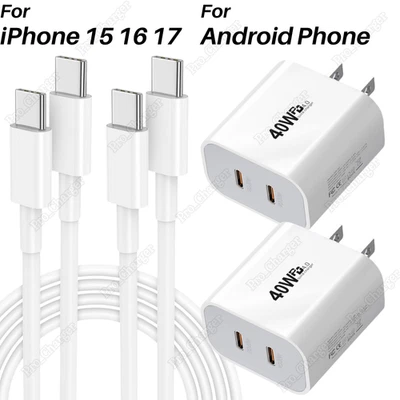 Cable cargador rápido adaptador de corriente USB C PD 40W para iPhone Air 15 16 17Pro Samsung Foto 1 de 4