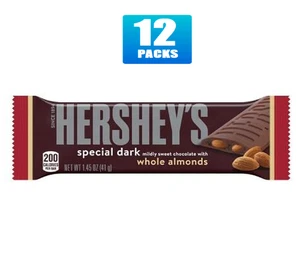 12x Packs HERSHEY'S SPECIAL DARK Chocolate with Almonds Candy Bars - 1.45oz - Picture 1 of 4