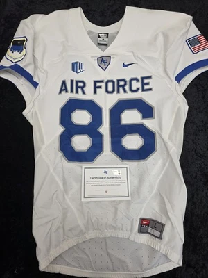 AIR FORCE FALCONS #86 Player Issued Game Used Authentic Football Jersey WHITE LG - Image 1 of 2