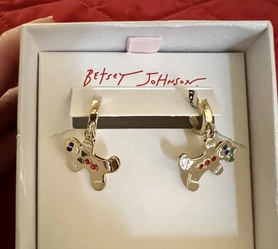 Pendientes de vacaciones Betsey Johnson pan de jengibre hombre y mujer.  Foto 1 de 4