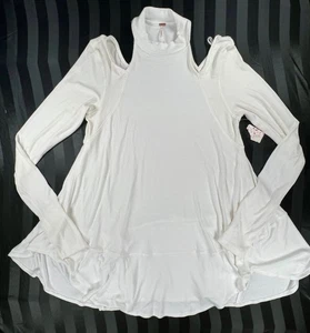 Top túnica Free People cuello alto/hombro frío "Downtown Girl" de gran tamaño (talla M) - Imagen 1 de 9