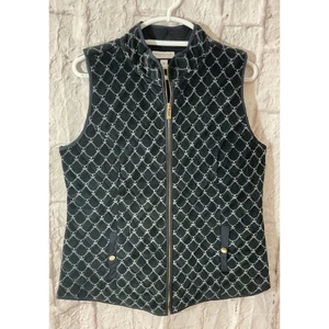 Chaleco Charter Club Negro Gris Acolchado Sin Mangas Talla Mediana - Imagen 1 de 7