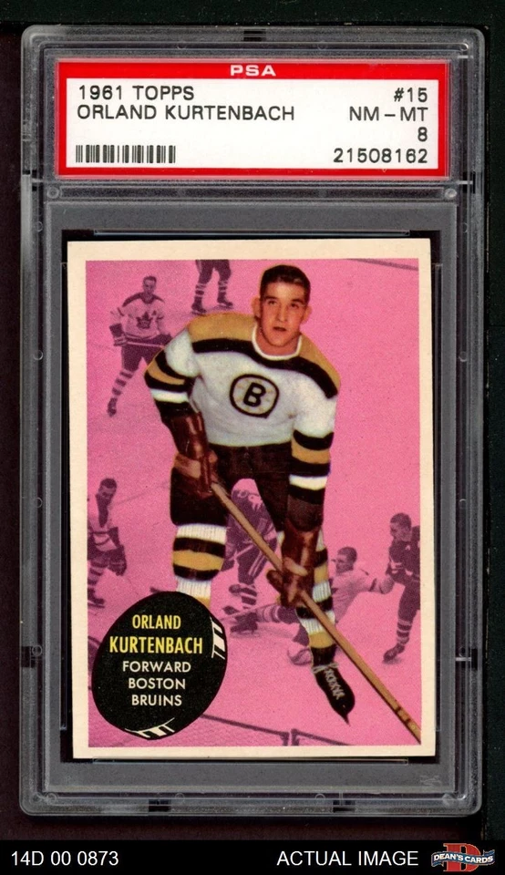 1961 Topps #15 Orland Kurtenbach Bruins RC PSA 8 - NM/MT - Image 1 of 1