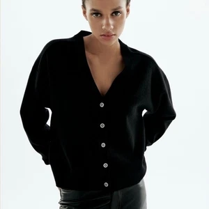 ZARA Black Cardigan Sweater Rhinestone Gem Buttons V Neck Sparkle Party Medium - Picture 1 of 18