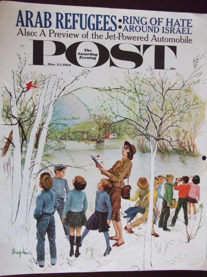 1962 Saturday Evening Post Distracted Hikers George Hughes Cover Only - Image 1 of 1