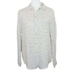 Rails Ellis Grey Jaguar Gauze Cotton Button Up Long Sleeve Shirt SIZE M - Picture 1 of 14