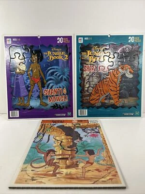 Lot Of 3 Children Press Puzzles Disneys The Jungle Book Vtg Here Khan, Mowgli - Image 1 of 4