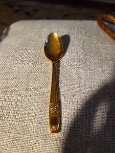 VintagevLucky Wood E.P. Silver Gold Spoon - Picture 1 of 9