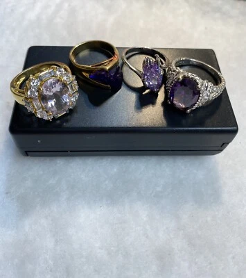 Estate Find Fashion Rings w/ Purple Lavender Stones. No Wear. - Image 1 of 4