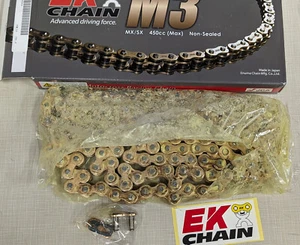 EK 520 M3 120 GOLD NON O-ring Racing CHAIN 8230 lbs TENSILE STRENGTH Japan - Picture 1 of 5