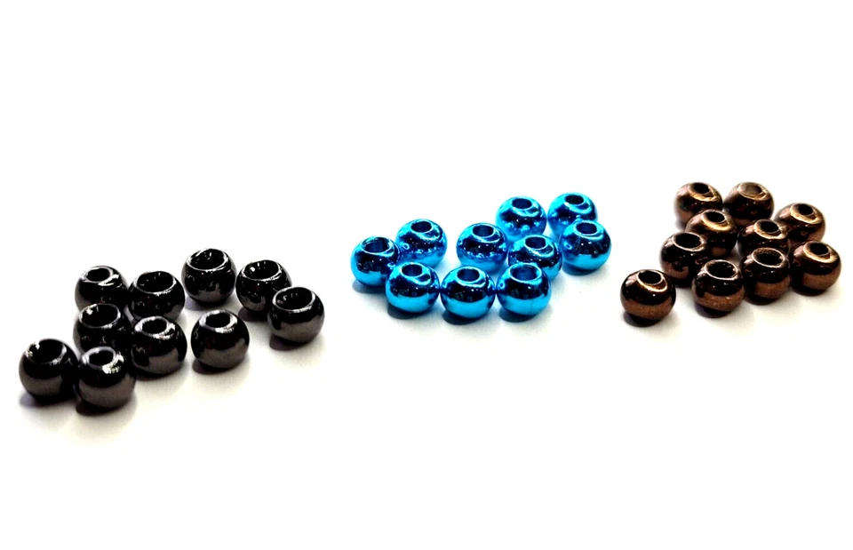 BRASS BEADS - 3.2mm - BLACK - BLUE - BROWN - OLIVE - 10pc. - Fly Tying Materials - Image 1 of 4