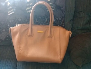 Joy and Iman Camel Pebble Leather Designer Tote Purse Organizer Interior H562 - Picture 1 of 4