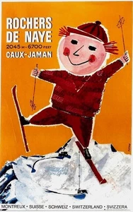 Original vintage poster ROCHERS DE NAYE SKI BOY MONTREUX c.1965 - Picture 1 of 1