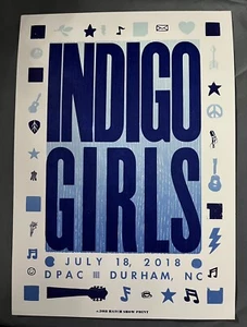 Impresión Hatch Show 2018.07.18 ~ Póster de la gira Indigo Girls ~ Durham NC @DPAC - Imagen 1 de 1
