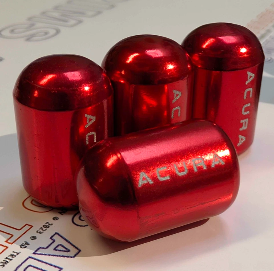 4x Tire Valve Stem Caps For Car Truck fits ACURA [RED BULLET] - Image 1 of 1