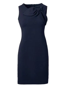 Banana Republic 14 Tall Navy Blue Bow Neck Ponte Knit Sheath Dress Sleeveless - Picture 1 of 8
